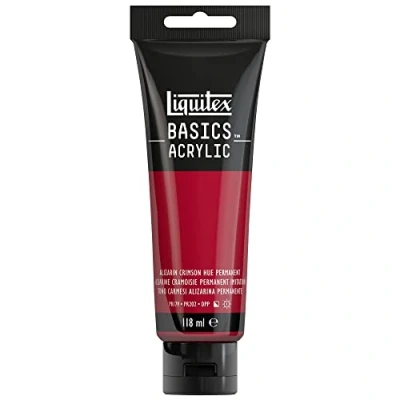 Image de Liquitex 8870012 Basics peinture acrylique, artistique monopigmentée, résistante à la lumière, qualité archive, finition satinée, tube de 118 ml Teinte Alizarine Cramoisie