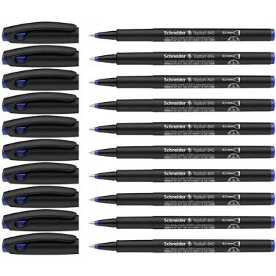 Image de Schneider Topball 845 Lot de 10 Rollers à Encre avec pointe conique en acier ultra fine bleu