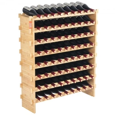 Image de VEVOR Étagère à Bouteilles Modulaire pour 72 Bouteilles, Casier Vin 8 Niveaux, Range en Bois de Bambou Autoportant, Rangement Présentation Cuisine Garde Manger Cave Bar