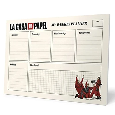 Image de Grupo Erik Bloc Notes A4 La Casa de Papel, Semainier Sous Main Bureau, Planner Hebdomadaire Papeterie To Do List, Blocs Mémo, Fournitures Scolaires