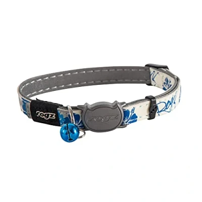 Image de Rogs CATZ GlowCat Collier pour Chat avec Motif Fleuri Bleu