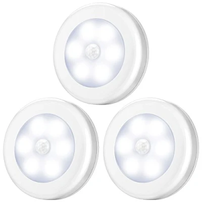 Image de (3 Pack) AMIR Lampe Détecteur de Mouvement, LED Detecteur Placard, Alimenté par Batterie (Non Inclus), pour Penderie/Étagère/Entrée/Garage/Cuisine/Passage Blanc
