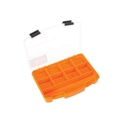 Image de Perel Boite de rangement, 9 compartiments fixes, couvercle transparent, empilable, 194 x 140 33 mm, jaune/noir
