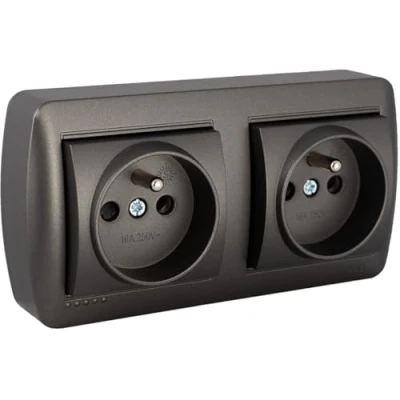 Image de Solera Prise murale 2p+t graphite 16 A 250 V double multicolore