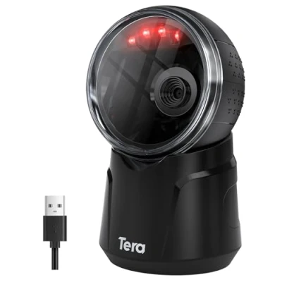 Image de Tera Scanner de Codes Barres Bureau omnidirectionnel : 1D 2D QR Mains Libres Lecteur Filaire USB Tête numérisation réglable pour POS Supermarché Magasin détail Model 9000
