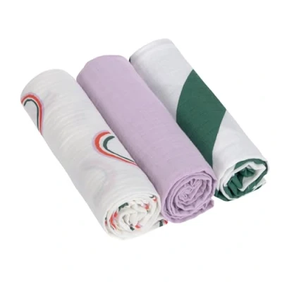 Image de LÄSSIG Bébé Couverture de puériculture Drap Lot 3 en coton 85 x cm/Swaddle &amp; Burp Blanket L Happy Rascals lavender