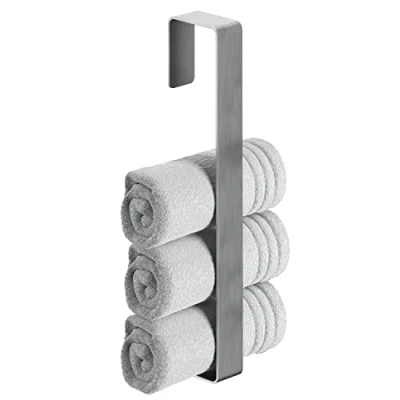 Image de WEISSENSTEIN Barre Porte Serviette Vertical Adhésif 45 cm INOX Séchoir Mural Serviettes Autocollant sans Perçage Trou Et Vis