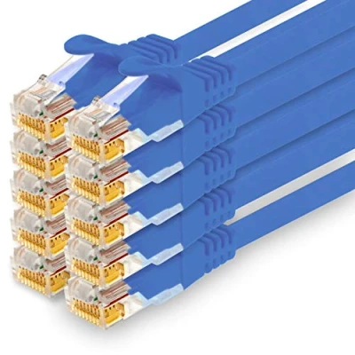 Image de Câble Réseau CAT7 CAT 7 10 Gigabit 10x 2m RJ45 Ethernet LAN DSL Routeur Modem Bleu