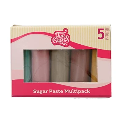 Image de FunCakes Pâte à Sucre Multipack Couleurs de la Terre : Facile Utiliser, Parfait pour Décoration Gâteaux, Halal, Casher et Sans Gluten. 5 Couleurs, x 100 g