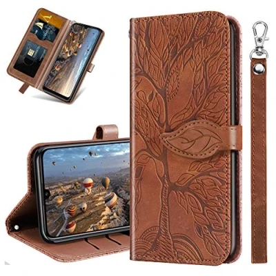 Image de MRSTER Coque pour Samsung Galaxy A20e Rabat Étui, Protection Housse en Cuir PU, Coques Portefeuille A20e. RX2 Tree Brown