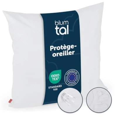 Image de Blumtal Protege Oreiller 80 x 80cm Lot De 1 Imperméable Housse Coussin avec Fermeture Éclair Anti acariens Certifié Oeko Tex® 100