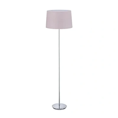 Image de Relaxdays 10034481_51 Lampe Droite avec Abat Jour, chromé, E 27, d 40 cm, pour Salon, sur Pied, 148,5 Violet, Fer, Tissu, Rose, 1 élément