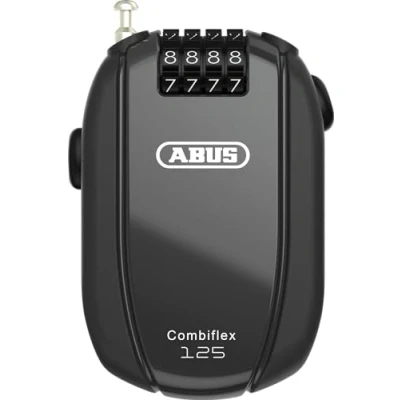 Image de ABUS Antivol à câble Combiflex pour sécuriser les skis, le casque, la poussette et bagages Trip 125 longueur cm épaisseur 3 mm avec code chiffré Noir