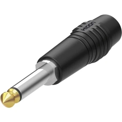 Image de Hicon Jack 6.35 mm mâle, droit HI J63TC SM Nombre de pôles (num): 2 mono noir 1 pc(s)
