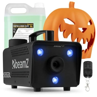 Image de Machine à Fumée Halloween avec Citrouille Animée, Rires Diaboliques et Effets Lumineux Ambiance Effrayante pour une Soirée Unique, Exclusivité 2024 5L de Liquide Supplémentaires