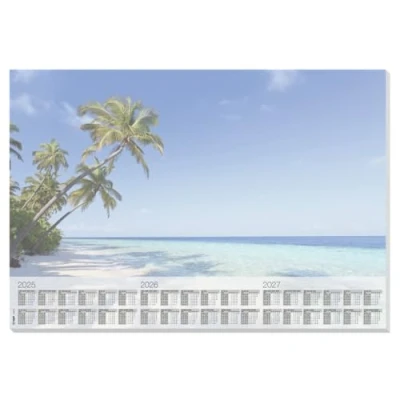 Image de SIGEL HO470 Sous main en papier, calendriers sur 3 ans, design plage paradisiaque, A2 (59, 5 x 41 cm), bleu et vert, 30 feuilles