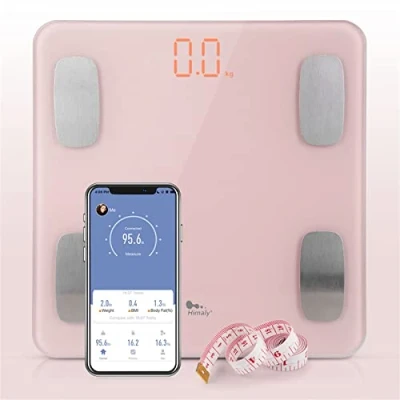 Image de himaly 180KG / 400LB Pèse Personne Impédancemètre, Balance Connecté Bluetooth compatible, Salle de Bains Multi Utilisateurs avec 14 Données Corporelles Recharge en Batterie