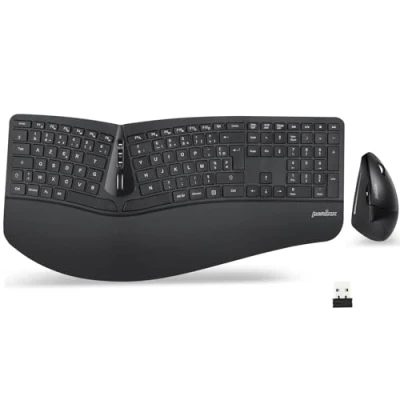 Image de Perixx PERIDUO 505, Combo Ergonomique, Clavier et Souris sans fil USB pour Windows Vertical à Molette de défilement