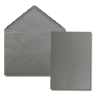 Image de Lot de 100 Cartes Avec Enveloppes simples au format A5 (14,8 x 21 cm) C5 (15,4 22 fermeture par collage humide Graphite