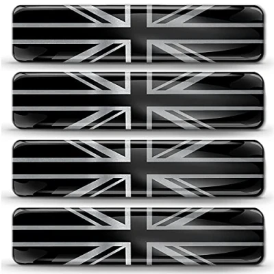 Image de Biomar Labs® 4 x 3D Flexibles Autocollant Stickers Drapeau Britanique Royaume Uni GB UK Union Jack Argent Flag Adhésif pour Décoration Car Voiture Auto Moto Tuning F 127