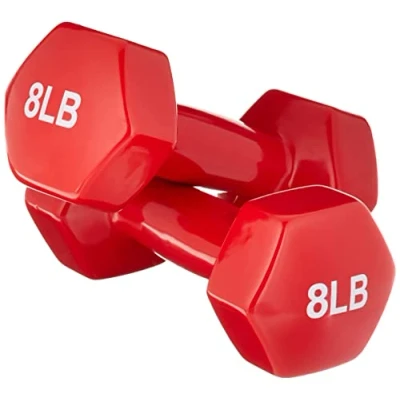 Image de Amazon Basics Haltères en vinyle 8 Livres (3.6 kg) 16.0 Rouge Lot de 2