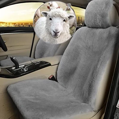 Image de Housse Siege Voiture en Peau De Mouton Véritable Protege Fourrure pour Sièges Avant Universel (Une Pièce) (Color : 1)