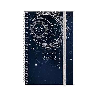 Image de Finocam Agenda 2022 Semainier horizontal, de Janvier à Décembre (12 mois) E5 117x181 mm Spirale Design Collection Moon International