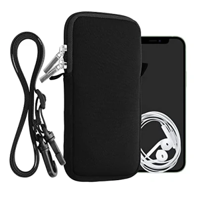Image de kwmobile Housse de Protection Universelle pour Smartphone XXL 7&quot; Pochette téléphone Portable en néoprène avec Collier Ajustable Noir