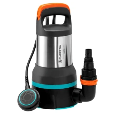 Image de GARDENA pompe évac. subm. eaux claires/chargées 15000: évacuation combinée, débit 15000 l/h, aspir. à plat jsq 1 mm et granulom. 35 mm, 550 W (09048 20)