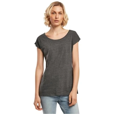 Image de Build Your Brand Femme À Col Large pour T Shirt, Anthracite, L EU