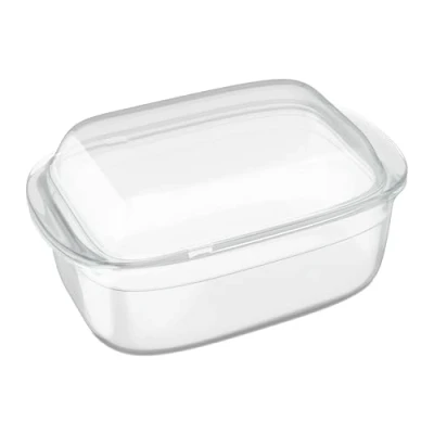 Image de Relaxdays Plat à Four, avec Couvercle, en Verre, 4,5 litres, pour Faire des lasagnes ou du Tiramisu, Transparent