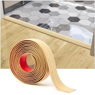 Image de Art3d bande de transition sol auto adhésive en vinyle, séparation plate pour joindre les espaces au sol, seuil moquette, carreaux sol,304x4cm,Jaune tremble