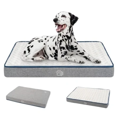 Image de EMPSIGN Panier Chien Réversible (Frais et Chaud)，Coussin pour avec Couche imperméable, Tapis Grande Taille Orthopédique, Matelas Lit Lavable,106x71x7,5cm