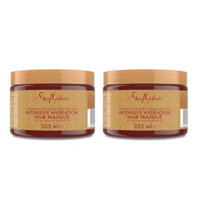 Image de SheaMoisture Masque Capillaire Intensive Hydration pour cheveux secs et abîmés Miel de Manuka Huile Mafura 2 x 355 ml
