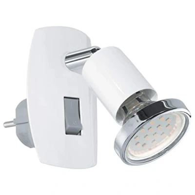 Image de Eglo Lampe Fiche Mini 4 Acier, 1 X Gu10 2,5 W Led avec Ampoule Incluse, Interrupteur Pour Un Sur La Lampe, 7 10 cm Blanc/Chromé 92925