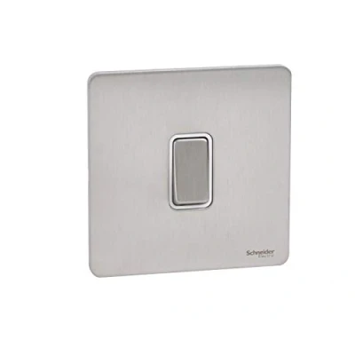 Image de Schneider Electric Interrupteur double en acier inoxydable avec insert blanc 16AX