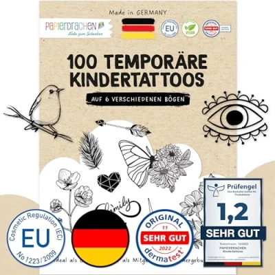 Image de 100 Tatouages à coller sans danger Pour la peau, en noir et blanc motifs élégants l&#039;enterrement de vie garçon, fête devise les loisirs.