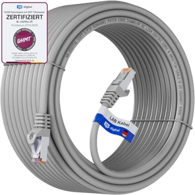 Image de HB DIGITAL 10 m Câble Ethernet LAN CAT 7 S/FTP PiMF LSZH AWG26 Réseau avec Connecteurs RJ45 6A Gbits/s 600 MHz Idéal pour Panneau de Brassage Serveurs PC Laptop Smart TV DSL Gris