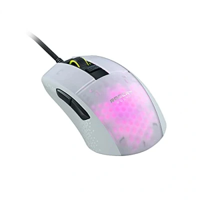 Image de Roccat Burst pro Souris de jeu optique ultra légère (haute précision, capteur Owl Eye (100 à 16 000 DPI), rétroéclairage RGB AIMO LED, seulement 68 g, conçue en Allemagne), blanc
