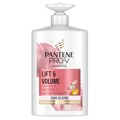Image de Pantene Shampoing Épaississant Biotine Et Eau De Rose, Lift &amp; Volume, Format XL Avec Pompe, 1000 ml