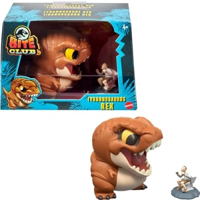 Image de Mattel Jurassic World Bite Club Figurine et accessoire de dinosaure, Tyrannosaure Rex Chubby Jouet collection