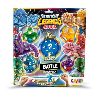 Image de CRAZE Stretchy Legends Minis Multipack Battle 5X Figurines d&#039;actions Extensibles et gluantes, Personnages étirables à Collectionner, Super Héros Dinosaures