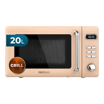 Image de Cecotec Micro ondes Digital avec Grill Proclean 5110 Retro Beige. 20 L, 700 W en 5 niveaux, minuterie jusqu&#039;à 60 min, 8 programmes et mode dégivrage, design vintage beige