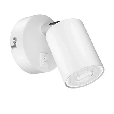 Image de ledscom.de Spot mural WAIKA, à une flamme, avec interrupteur, GU10, blanc mat, incl. lampe LED GU10 468lm, chaud