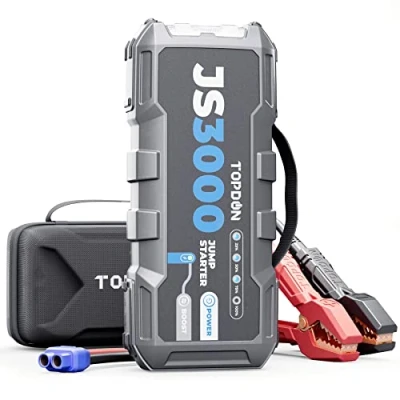 Image de TOPDON JS3000 Booster Batterie, Demarreur Batterie Voiture 3000A/24000mAh Jump Starter pour Moteurs Diesel Jusqu&#039;à 9L et 7L, avec Charge Rapide USB &amp; Lampe Poche LED Intégrée