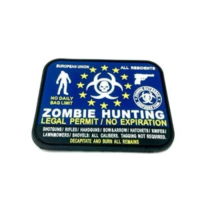 Image de Patch Nation Badge Permis Légal Européen EU Chasse Zombie Hunting PVC Airsoft Bleu