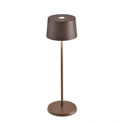 Image de Zafferano Olivia Lampe de Table LED à intensité Variable, Protection IP65, Utilisation intérieure/extérieure, Chargeur Micro USB, H35,5 cm, Prise UE Corten