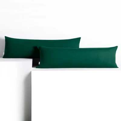 Image de DecoKing 2 taies d&#039;oreiller 20 x 120 cm Jersey Coton Fermeture éclair Vert Bouteille Ambre