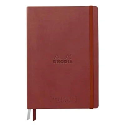 Image de RHODIA 194153C Carnet Rigide Bullet Journal Goalbook Creation Nacarat A5 14,8 x 21 cm Uni 100 pages Papier Clairefontaine Lavis Technique Blanc 200 g/m² 2 Rubans Couverture Simili Cuir