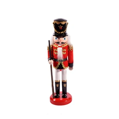 Image de Ciao Christmas Nutcracker Toy Soldier Halberdier (24cm) Wooden Decoration with Fabric, Red/Black